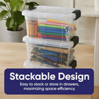 Superio Mini Storage Container Plastic Crayon Box Art Supplies and Sewing Case Stackable Clear Small Organizer for Beads, Stationery, Chalk, and Food, 1.4 Quart - size: 1.4 Quarts