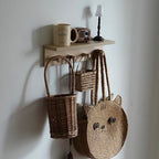 Entrance Coat Rack ，Coat Hooks, Wall-Mounted Wooden Hook Rack, Wall-Mounted Shelves(Birch Color Finish—A-1) - style: Birch color finish—A-1