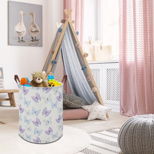 19.7" Butterfly Laundry Basket,Kids Dirty Clothes Hamper,Waterproof Toys Storage Bin,Room Decor,Gift Baskets,Baby Nursery Hamper(Blue & Purple Butterfly) - color: Blue & Purple Butterfly