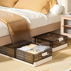 Under Bed Storage Containers, Stackable Under Bed Rolling Storage Plastic Containers, 11.5Gal Storage Bins with Wheels, Multi-purpose Storage Bins with Lids for Clothes, Shoes, And Duvets - size: 11.5Gal - 2 Pack
