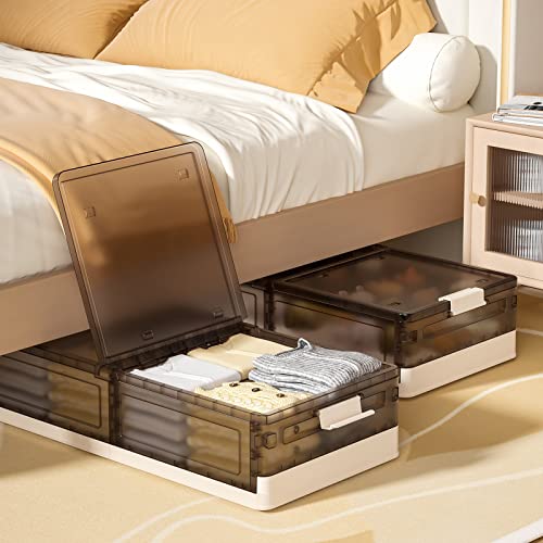 Under Bed Storage Containers, Stackable Under Bed Rolling Storage Plastic Containers, 11.5Gal Storage Bins with Wheels, Multi-purpose Storage Bins with Lids for Clothes, Shoes, And Duvets - size: 11.5Gal - 2 Pack