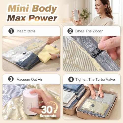 Vacuum Seal Bags for Clothing Travel with Rechargeable Electric Pump, Space Saver Vacuum Storage Bags Travel, Reusable Compression Bags for Luggage Home (14pcs Stripes) - color: 14pcs Stripes