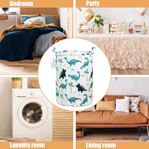 LANGYASHAN Laundry Basket Canvas Fabric Collapsible Organizer Basket for Storage Bin Toy Bins Gift Baskets Bedroom Clothes Children Nursery Hamper (Full dinosaur) - color: Full Dinosaur