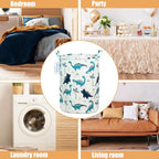 LANGYASHAN Laundry Basket Canvas Fabric Collapsible Organizer Basket for Storage Bin Toy Bins Gift Baskets Bedroom Clothes Children Nursery Hamper (Full dinosaur) - color: Full Dinosaur