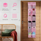 GOMAJI Over the Door 12 Pocket Hanging Shoe Organizer, Pink - color: Pink