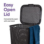 Superio Laundry Hamper Basket With Easy Open Lid 60 Liter Large Wicker Hamper, Dirty Cloths Storage With Two Cutout Handles, Laundry Room Bin (2 Pack, Brown) - color: Brown, size: 2-pack