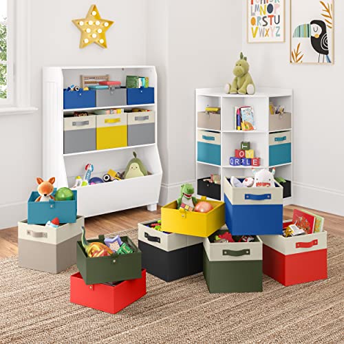 RiverRidge Kids storage bins - 10.5 Cube Storage Organizer with Handles – Olive Two-Tone closet organizers and storage for Toys, Shoes & More - Fits RiverRidge Cabinets - color: Olive