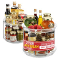 Clear Two Tier Lazy Susan Organizer - 2-Pack Rotating Spice Rack Turntable for Kitchen Cabinet, Countertop, Bathroom or Dining Table - Spinning Carousel Racks for Counter and Pantry Cabinet Storage - size: 2-Pack