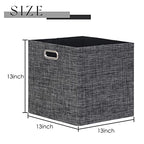 Cube Storage Bins 13×13 Inch Linen Foldable Box with Handles, Collapsible Organization Basket Set of 4 Large Capacity Drawer for Closet Shelf Cabinet Bookcase Bedroom, Black - color: Black