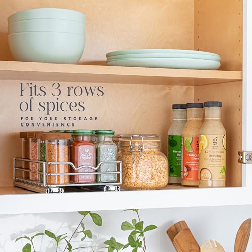 Pull Out Cabinet Organizer for Spices, Cans - Heavy Duty with Lifetime Limited Warranty- Pull Out Spice Rack- Cabinet Pull Out Shelf for Cans,Dishes, Etc, 6-1/2 "W x 10-1/2"D x 2-3/4”H, Chrome - size: 6.5 Inch - Single