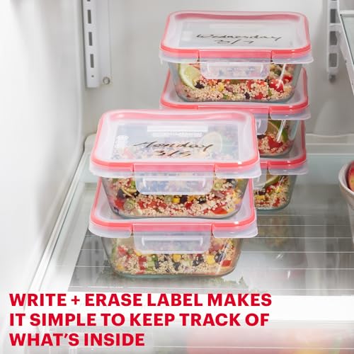 Pyrex Freshlock (5-Pack, 4 Cup) Glass Food Storage Containers Set, Airtight & Leakproof Plastic Locking Lids BPA-Free, Meal Prep Containers Set, Freezer Dishwasher Microwave Safe - size: 5 Pack (4-Cup)