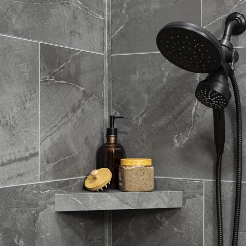 Palisade Vinyl Waterproof Corner Shower Shelf in Cracked Slate/Urban Quarry - color: Cracked Slate/Urban Quarry