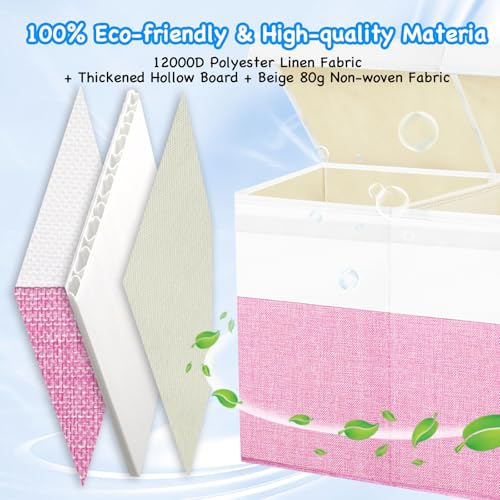 Large Toy Box Chest,Toy Storage Organizer,Storage Bins with Lids,Stuffed Animal Storage,Toy Bins for Kids,Toddlers,Baby,Girls,Nursery,Living room,playroom(Pink) - color: Pink