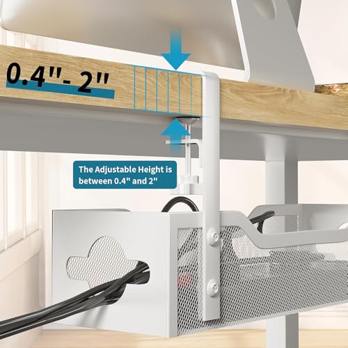 Under Desk Cable Management Tray 3 Pack, Cable Management Under Desk No Drill, Cable Organizer with Clamp for Wire Management, Cord Organizer for Office, Home - No Damage to Table (White) - color: White, size: 13.38"-3pack