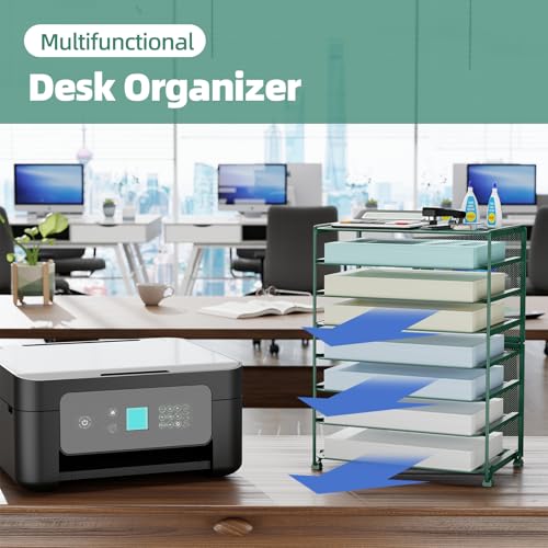 Simple Trending 2 Pack 8 Tier Letter Tray Paper - Mesh Desk File Organizer for Office School Desktop, Green - color: 2 Pack 8 Tier Green-Mesh Desk