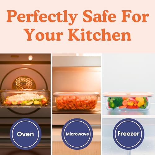 Ziruma Non-Toxic 2.6 Cup Glass Food Storage Containers With Lids - Soup Containers with Lids, Plastic Free Meal Prep, Airtight Food Container, Microwave and Freezer Safe, 4 Pack - size: 21 Oz