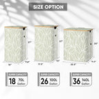 BALEINE Laundry Hamper with Lid, Tall Laundry Baskets with Bamboo Pull Handles, Large Laundry Bin with Internal Support (26 Gal/100L, Antique Foliage) - color: Antique Foliage, size: 100 liters