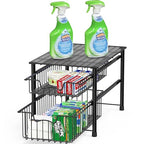 Simple Houseware Stackable Sliding Basket Organizer Drawer, Black, 2-Tier - color: Black, size: 2-tier