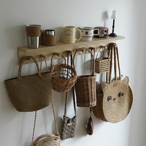 Entrance Coat Rack ，Coat Hooks, Wall-Mounted Wooden Hook Rack, Wall-Mounted Shelves are Very Suitable (Birch Color Finish—A-2) - style: Birch color finish—A-2
