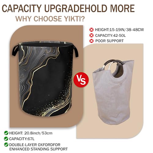 Black Gold Marble Laundry Basket,Modern Clothes Hamper,Oxford Cloth Collapsible Nursery Hamper Storage Organization for Bedroom,Bathroom,Office,College Dorms,16x20 Inch - color: Black Gold Marble