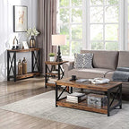 Convenience Concepts Oxford Console Table 39.5" - Sofa Table with Storage Shelf, Transitional Entryway Hall Table for Living Room and Bedroom, Display Foyer Table, Barnwood/Black - color: Barnwood/Black