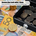 KYODOLED Cash Box with Key,Small Safe Lock Box with Portable Handle,Cash Drawer,5.91"x 4.72"x 3.15" Black Small - color: Black, size: Small