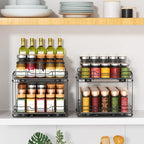 RCHYFEED Spice Organization for Cabinet,2 Tier Pull out Spice Rack Organizer for Inside Cabinets & Pantry, Slide out Heavy Duty Spice Shelf Rack for Kitchen Seasoning (11.5" Wx10.5 Dx9.5 H) - size: 2 Tier-11.5''Wx10.5''Dx9.5''H