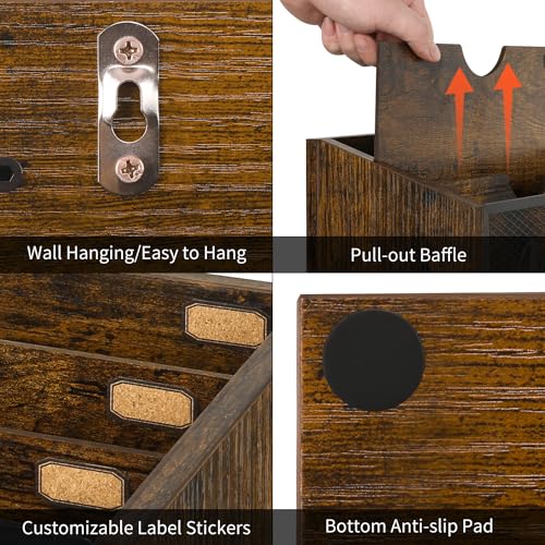 YINMIT Mail Organizer Countertop, Mail Holder, Mail Sorter for Desk, Desktop Mail Basket, Mail Organizer Wall Mounted, Office Desk Organizers and Accessories for File Paper Folder - color: Rustic Brown, size: 3-Slot