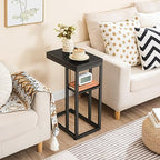 HOOBRO Foldable End Table, C Shaped Side Table with Storage Shelf, Small Snack Table Suitable for Living Room Bedroom Small Spaces, Easy Assembly, Black BK29SF01 - color: Black