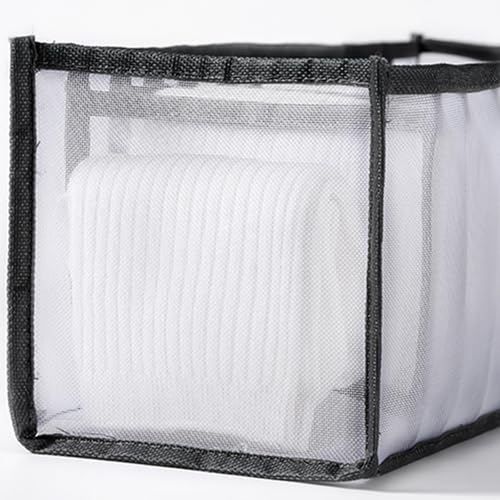 7-Compartment Underwear Storage Box, Foldable Closet Organizer for Bras, Socks, and Accessories, Space-Saving Design, Black - color: Black1, size: 1.7X1.7X5.7inch
