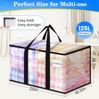 BlissTotes 6-Pack Large Moving Bags with Backpack Straps & Strong Zippers, Heavy-Duty Storage Bags Moving Boxes for Space Saving, Dorms, Transport, 125L-30 Gallons, Clear - size: 30 Gallons
