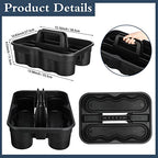 Wesiti 6 Pcs Cleaning Caddy with Handle Large Plastic Housekeeping Shower Basket Cleaning Supplies Organizer for Spray Bottles Brush Home Bathroom Office(Black) - color: Black