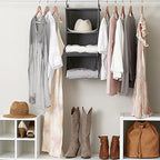 Household Essentials 3 Shelf Hanging Closet Organizer, Hanging Shelf with Hooks, Poly Linen and PEVA Shelving - color: Graphite