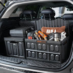 VEVOR 45L Collapsible Storage Bins with Lids 3 Packs, Stackable Utility Crates with Handles, Large Folding Containers for Organizing Tools, Snacks, Books, Food, Drinks, Camping & Transport - size: 45L-Black