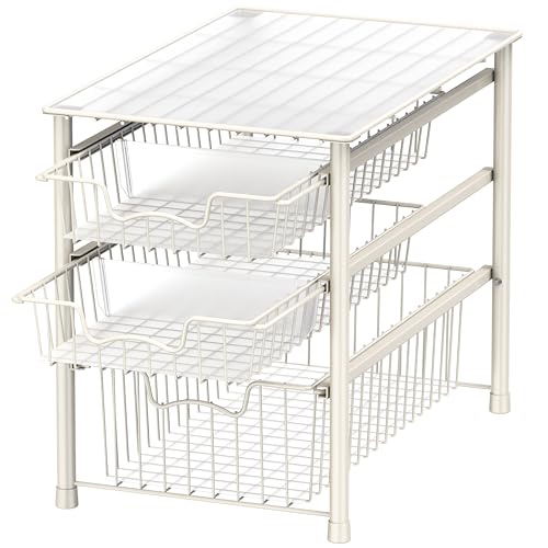 Simple Houseware Stackable 3 Tier Sliding Basket Organizer Drawer, White - color: White, size: 3-tier