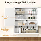 RoyalCraft Bathroom Wall Cabinet with Mirror, Over the Toilet Storage Cabinet with Towel Rack and Adjustable Shelf, Large Bathroom Medicine Cabinet Wall Mount 22x25 inch (White) - color: White