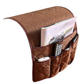 IPENNY Couch Sofa Armrest Organiser Chair TV Remote Holder Bed Storage Pocket Bag for Cellphone Tablet Notepad Book Magazines DVD Eyewears Drinker Snacks Holder Pouch - color: Coffee (5 pockets)
