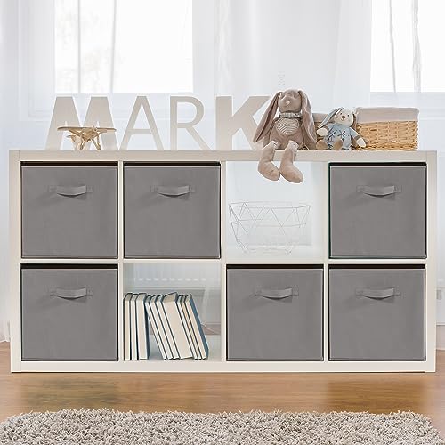 11x11 Storage Bins, Set of 8 Storage Cubes, Collapsible Cube Storage Box, Fabric Closet Organizers with Handles for Home, Office, Closet Shelf Cabinet, Bookcase, Grey - color: Grey, size: 8 Pack