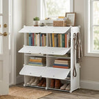 HealSmart 6-Tier Shoe Rack Organizer with Door, 24-Pair Shoe Storage Cabinet, Stackable Plastic Shelves for Closet, Entryway, Hallway, Bedroom, White