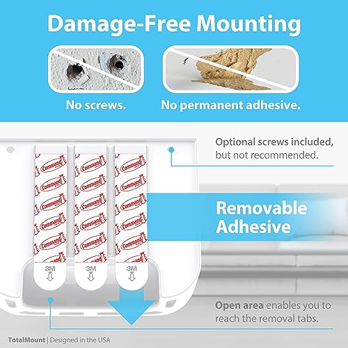 TotalMount Hole-Free Remote Holder – Eliminates Need to Drill Holes in Your Wall (for 2 or 3 Remote Controls – White – Quantity 1) - color: White