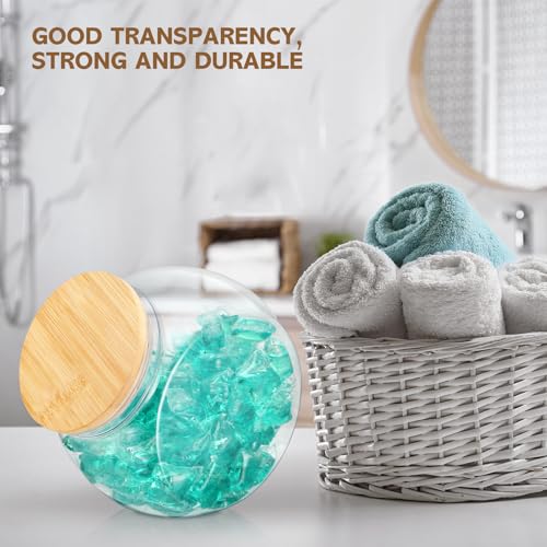 Teenyyou 1 Pack Dryer Ball Holder for Laundry Room Plastic Laundry Pods Container 0.56 Gallon Bathroom Jar Container Dishwasher Pods Detergent Organization Dispenser with Bamboo Lid