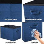 Simple Houseware 15 x 13 Inch Collapsible Fabric Storage Bin with Handles, 2 Pack, Steel Blue - color: Steel Blue
