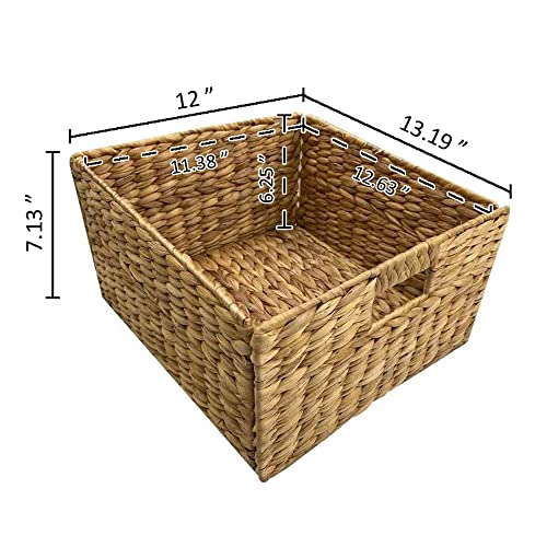 eHemco 3 Tier X-Side End Storage Cabinet with 6 Wicker Baskets, Walnut - color: Walnut, size: 15.5"D x 29.3"W x 30"H (6 Drawers)