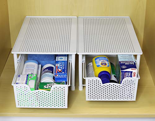 Simple Houseware Stackable Cabinet Basket Drawer Organizer, White - color: White, size: 1-Tier