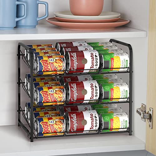 BTY Can Organizer for Pantry Stackable 2 Pack, Can Storage Organizer Rack Stacking Can Dispensers Small Space Holds up to 36 Cans for Pantry, Kitchen, Cabinet Black - color: Black