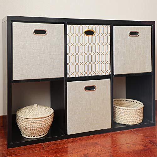 Posprica Storage Cube Basket Bins,13×13 Foldable Storage Boxes for Closet Organizer Shelf Cabinet Bookcase,Thick Fabric Drawer,Set of 4, Beige - color: Beige, size: 13×13×13/4pcs