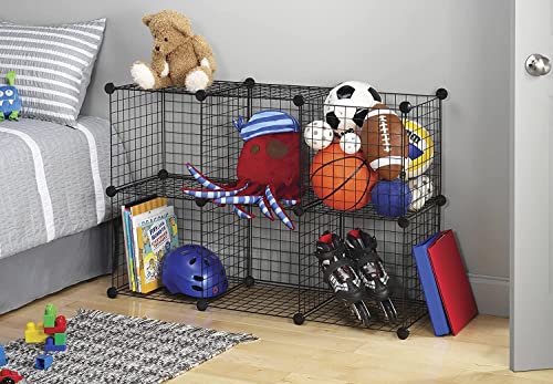 TUMUCUTE Wire Cube Storage Organizer, Metal Storage Shelves Bookshelf, Stackable Modular Closet Organizer for Bedroom Living Room, Office, Storage Shelves (6 Cubes, Iron) - color: Iron, size: 6 Cubes