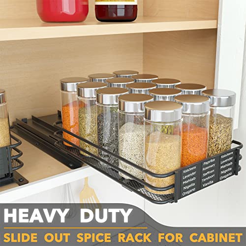 SpaceAid Pull Out Spice Rack Organizer for Cabinet, Heavy Duty Slide Out Seasoning Kitchen Organizer, Cabinet Organizer, with Labels and Chalk Marker, 6.5" W x10.75 D x2.5 H, 1 Drawer 1-Tier - style: 6.5" W, 1-Tier