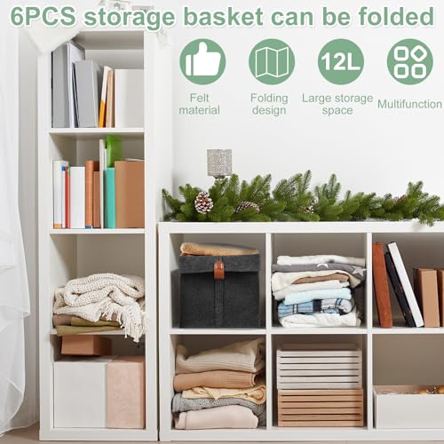 6Pcs Storage Cubes Felt Fabric Cube Storage Bin,9x9x10inch Cloth Cube Storage Bins Felt Storage Cubes 12L Foldable Fabric Storage Baskets Cubby Storage Organizer Cubes for Organizing Clothes Toys