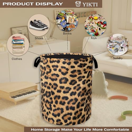 Laundry Hamper,Classic Leopard Laundry Basket,Wildlife Fur Print Portable Collapsible Laundry Room Organization Storage for Dorm Room,Nursery,Bathroom,Bedroom,16x20 Inch - color: Classic Leopard